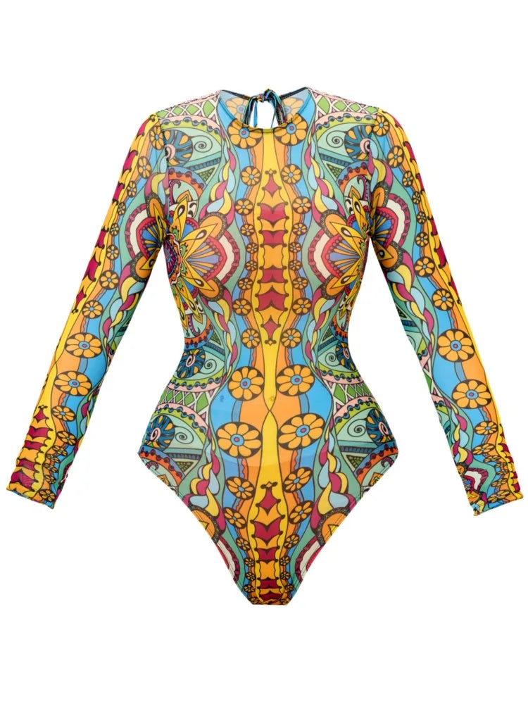 Nuevo traje de baño Sexy de cintura alta, traje de baño de verano para mujer, conjunto de Bikini, traje de baño de manga larga, traje de baño de playa para mujer