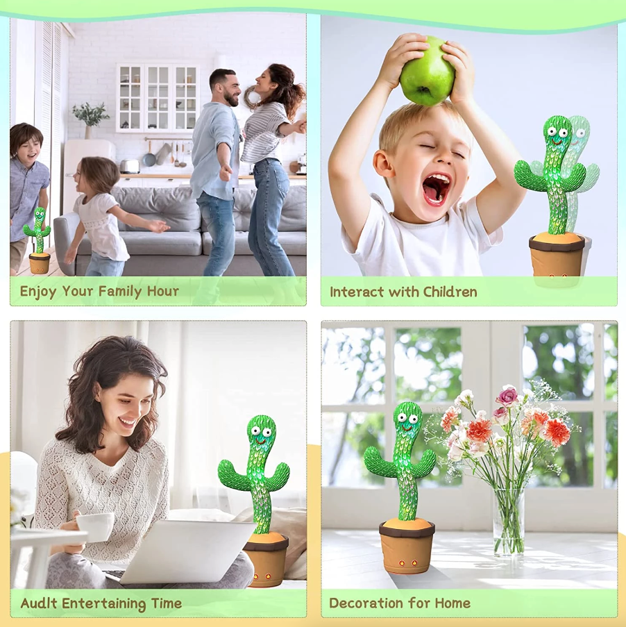 Dancing Cactus Plush Toy Doll Grabación electrónica-> Cactus Plush Toy Doll Electronic Recording Shake With Song Funny Gift US