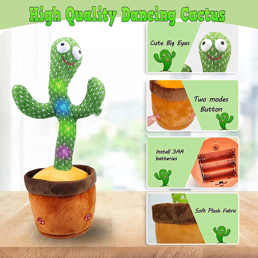 Dancing Cactus Plush Toy Doll Grabación electrónica-> Cactus Plush Toy Doll Electronic Recording Shake With Song Funny Gift US