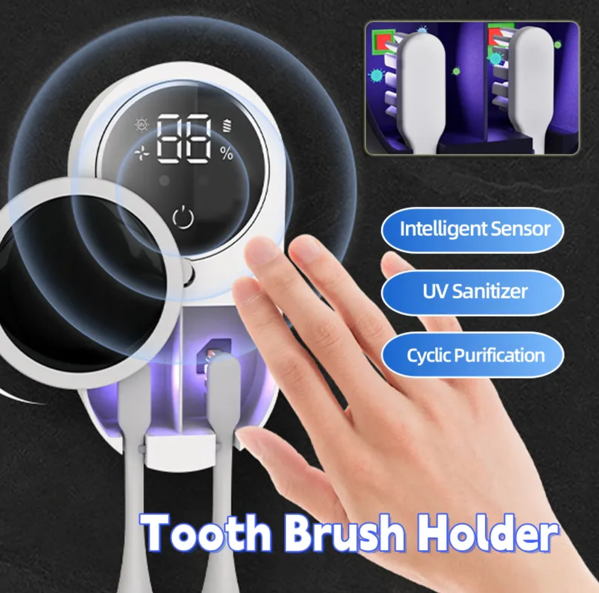 Desinfectante portátil de Cepillo de Dientes UV -> Portable UV Toothbrush Sanitizer