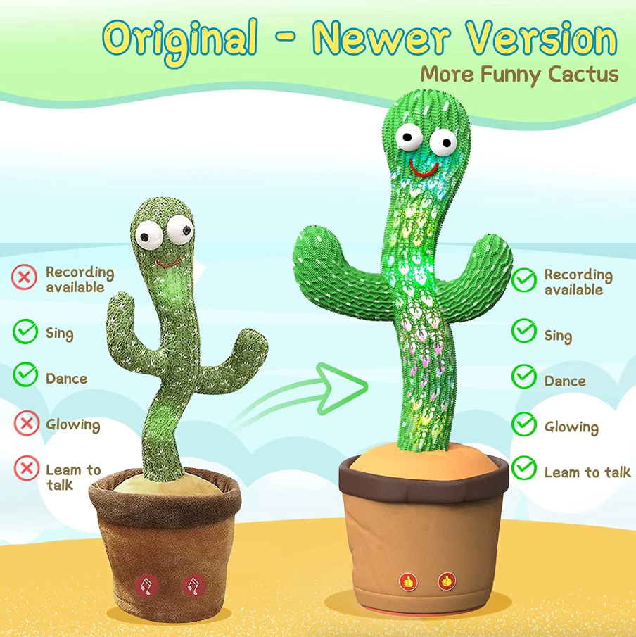 Dancing Cactus Plush Toy Doll Grabación electrónica-> Cactus Plush Toy Doll Electronic Recording Shake With Song Funny Gift US